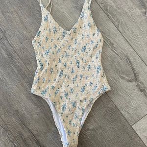 Rhythm Smocked Yellow Ditsy Floral Bathing Suit S